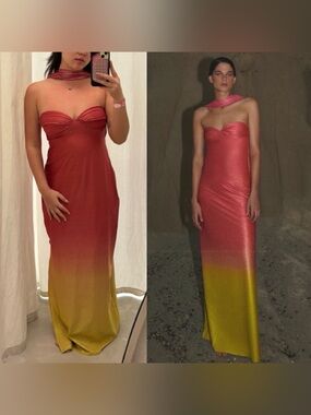 NEW! BAOBAB- Athena Dress in Eclipse Size Small Strapless Pink Gold